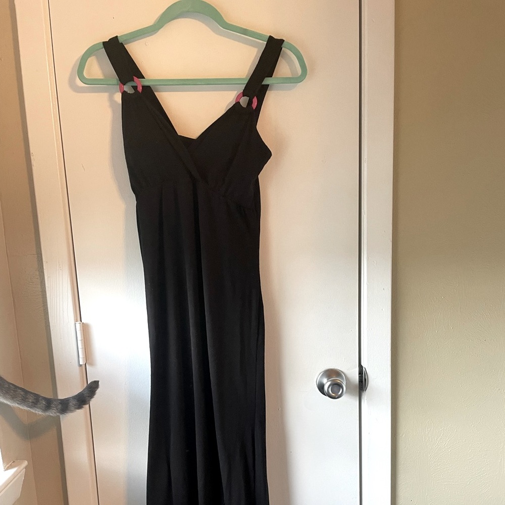 Warehouse one maxi dress black with pink XS